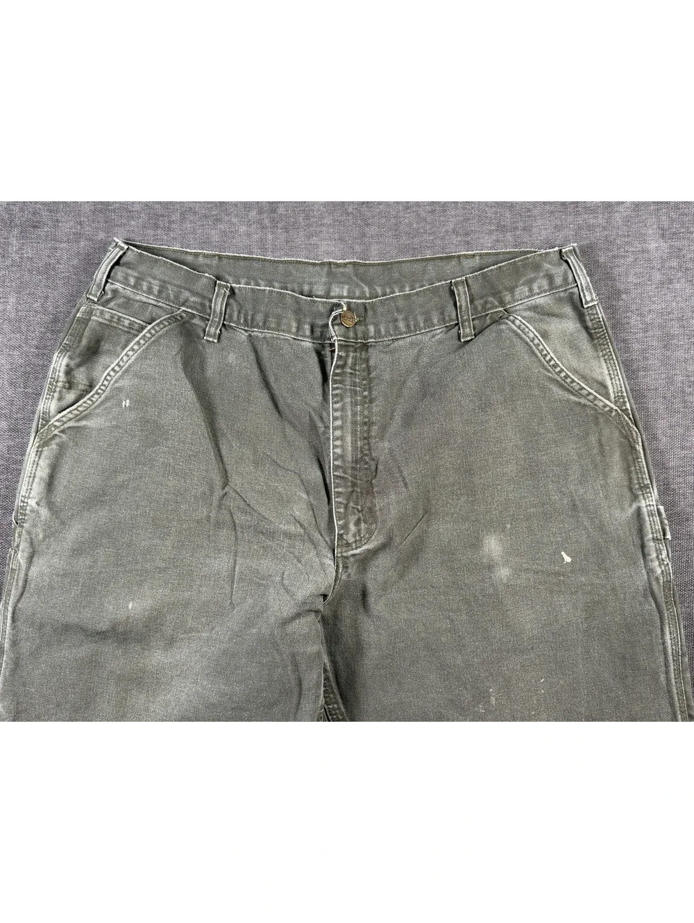 Vintage Carhartt B11 Faded Moss Green Carpenter Work Jeans, Size 38x32